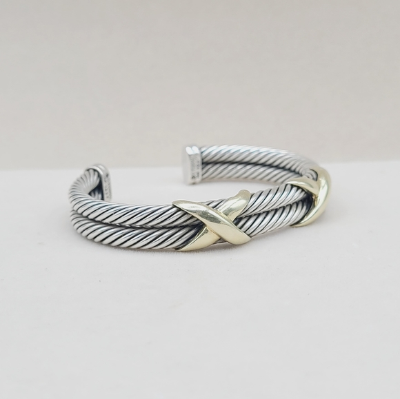 David Yurman 10mm Double Cable Double Gold X Bracelet - Picture 4 of 13